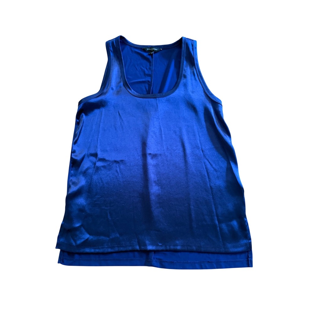 Banana Republic Womens Blue‎ Satin Front Mixed Media Tank Top Small